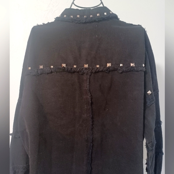 Zara Black Jean Jacket with Studded Details - Picture 7 of 12
